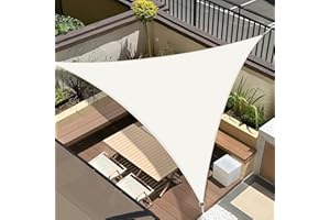 AMAZON BRAND - UMI UMI Vela Ombreggiante Impermeabile 3x3x3m Triangolare Tenda a Vela Protezione Raggi UV 95% Tenda Parasole per Esterno Giardino Terrazzo - Crema