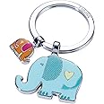 TROIKA RÜSSELBANDE - KR18-12/CH - Keyring with 2 Charms - Elephant, pachyderms, Proboscis, Trunk, Faithful - cast Metal/Enamel- Shiny - Chrome Plated - Multicoloured - TROIKA-Original
