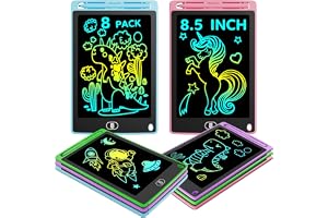 Electight LCD-skrivplatta 8-pack, magisk tavla för barn, måltavla | för pojkar och flickor från 3 år, raderbar teckningsplatta med penna, Montessori-leksak för barn, present