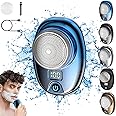 Portable Electric Shaver, Electric Razor with LCD Display, Pocket Size Shaver Wet and Dry Mens Razor USB Rechargeable Shaver, Waterproof Electric Razor for Men, Home, Car, Travel, Gift (Blue)