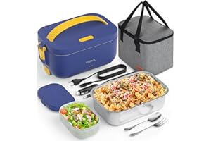 YISSVIC Scaldavivande Elettrico Portatile con 9,9L Borse Termica, 4 in 1 12V/24V/220V-240V per Auto Camion e Ufficio Acciaio Inox Rimovibile Portapranzo Termico Elettrico