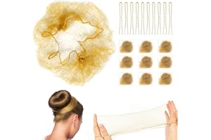 SLIVERDEW 20 Stück Unsichtbare Haarnetz mit 20 Stück Haarnadeln, Nylon Haar Netze für Buns, Bun Netze Haarnetz Dutt Kinder Ballett Haarknoten Former Elastischer Rand Knotennetz Blond Netz