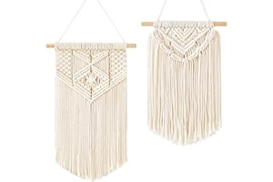 Mkouo 2 Pcs Macramé Colgar en la Pared Small Tapiz de Arte Tejido Boho Chic Home Decor Apartment Dorm Room Decoration, 30cm (L) x 25cm (W) and 40cm (L) x 25cm (W)