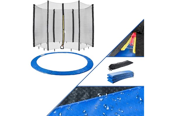 Arebos Coussin de Protection pour Trampoline + Filet / 244, 305, 366, 396, 430, 460 et 490 cm