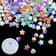 200 Stück Glitzer-Stern- & Herzperlen – 10mm, Bunt, Für DIY-Schmuck & Bastelprojekte