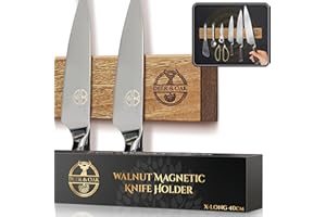 Deer & Oak Porte Couteau Aimanté - Fabriqué en bois de noyer de qualité supérieure - Support Couteau de Cuisine - Porte Couteaux Aimanté - Barre Aimantée Porte Couteaux - Barre Magnétique