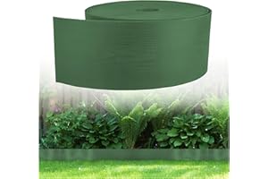 GARDENIX Bordure de pelouse Flexible Aspect Bois - en Plastique - Longueur : 10 m - Hauteur : 13 cm - Vert