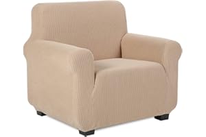 ‎TIANSHU TIANSHU Sesselbezüge,Spandex Sofabezug Stretch Couchbezug Elastischer Antirutsch Stretchhusse Weich Stoff,Jacquard-Stretch-Sofabezug, sesselbezug Schonbezug für Sofa-Sofahalter (Sand)