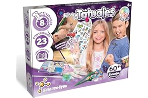Science4you Fábrica Tatuajes para Niños 7 8+ Anõs – Kit para Hacer 60 Tatuajes Temporales con Ingredientes Naturales, Jueguete Educativo de Manualidades, Regalo Original para Niñas y Niños 7 8 9+ Años
