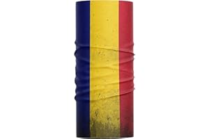 PURPLE PRINT HOUSE Headwear Romanian Flag Snood - Multifunctional Grunge Flag Romania Bandana Headband Neck Gaiter Men Women Kids - Face Covering Balaclava
