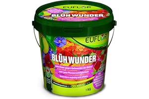 Euflor Blühwunder 1 kg Eimer • sorgt für reiche Blütenfülle und gesunde grüne Blätter • NPK-Dünger 15+10+15 mit 2% MgO + Eisen und Spurennährstoffen • Spezialdünger