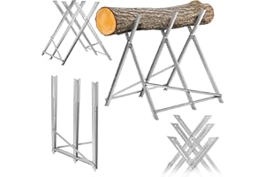 KADAX Caballete para motosierras, caballete plegable de acero, soporte de madera plegable hasta 150 kg, estructura de sierra para serrar leña, caballete plegable