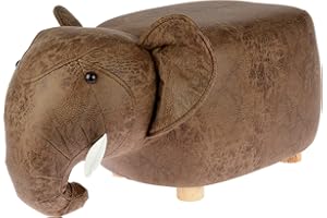 Muddy Hands Elephant Foot Rest Stool – Cute Animal Ottoman with Wooden Legs, Kids’ Childrens Bedroom & Living Room Pouffe, Step Stool, Sofa Chair, Decorative Nursery Furniture