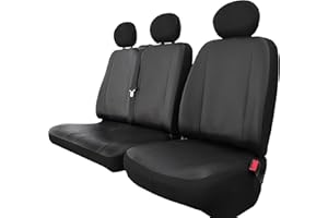 ‎ERJOT ERJOT Car Seat Covers Custom Made Compatible with VW T6 Transporter Bus Driver Seat and Double Bench Front Faux Leather Protective Covers in Black 2+1