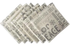 DII Metallic Fabric Kitchen Décor, Cotton, Christmas Collage Silver, 20" x 20" (Set of 6)