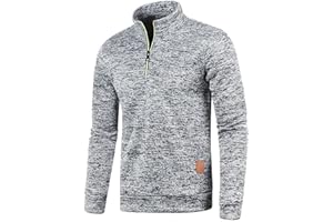 AOOUEKUL Half Zip Pullover Herren Ohne Kapuze Männer für Solid Arbeitspullover Oversize Winter Sport Arbeitspullover Sweater Men Alphanumerisch