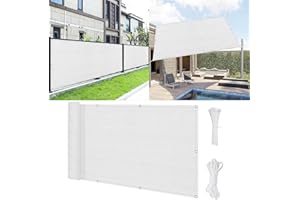 SUNLIMEI Pantalla para Balcón 100 x 325 cm Resistiente Al Viento y Polvo Balcon Jardín Protección Privacidad con Ataduras de Cables para Barandillas de Balcón, Terraza y Jardín, Blanco