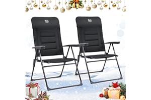 TIMBER RIDGE 2er Gartenstuhl Hochlehner Verstellbar 7-Fach Alu Klappstuhl gepolstert 150kg mit Armlehnen und Kopfstütze Atmungsaktiv klappbar Campingstuhl Balkonstuhl Klappsessel Garten Terrasse