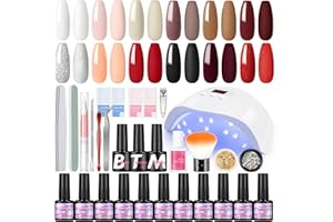 COSCELIA Kit Uñas Semipermanentes Con Lampara U-V/Led Uñas 36W, 12 Colores Esmaltes Semipermanentes Kit Uñas, Base Y Top Coat Semipermanente Kit All For Manicure
