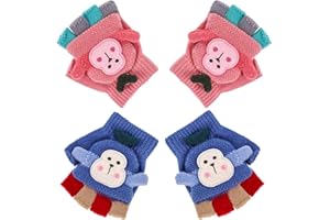Auidy_6TXD 2 Paar Kinder Halbfinger Handschuhe Warme Winterhandschuhe für Mädchen und JungenFingerlose Fingerhandschuhe mit Flip Top Jungen Mädchen Winter Handschuhe, 1-5 Jahre
