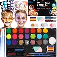 Kinderschminke Set – 20 Farben Face Paint – Inkl. Pinsel, Schablonen & Glitzer – Für Karneval & Halloween