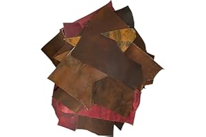 WANDERINGS Chutes De Cuir Pour L'Artisanat Du Cuir – 1,3 Kg De Tailles Mixtes, Formes Avec Cordon De 91 cm – Restes De Cuir De Buffle Pleine Fleur Provenant De La Fabrication De Journaux – Idéal Pour Les Bijoux