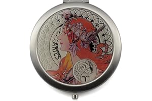 MONT BLEU Compact mirror with Zodiac Sign Design, Stainless Steel, Gift Box included | Pocket magnifying mirror