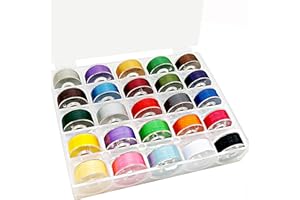 New brothread 25pcs Couleurs Assorties 70D/2 (60WT) Taille A (SA156) prérembobiné fil de bobine pour Brother/Babylock/Janome/Kenmore/Singer Machine