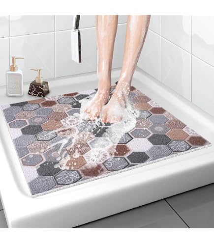 Große Duschmatte 60x120 Cm – Rutschfeste Anti-Schimmel Badematte Aus Luffa, Weich & Schnell Trocknend Mit Massageeffekt