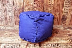 Night Comfort Soft Cube Pouf for Kid, Children - Soft Room Decor Pouffe Cube Cushion for Toddler - Hypoallergenic Lightweight Footstool Cube Indoor and Outdoor Seat Cushions, Blue, Pack of 1