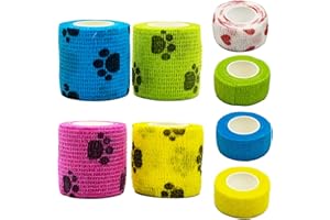 SZXMDKH 8 rolek samoprzylepnego bandażu, taśma owijająca do kontuzji dla kotów, owijanie weterynaryjne dla zwierząt domowych luzem rozciągliwa taśma na nadgarstek, skręcenia kostek i obrzęki, wspiera mięśnie i stawy