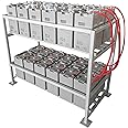 24kWh 48V 500Ah AGM deep cycle battery bank with metal racking (24 x 2V batteries) for large solar, wind, off-grid power systems or household/emergency energy storage