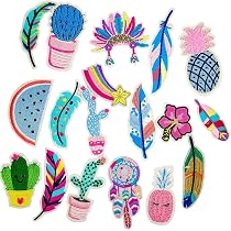 Lot De 15 Patchs Thermocollants Motifs Tropicaux - Cactus, Fruits, Plumes, Fleurs - Pour Vêtements, Sacs, Casquettes