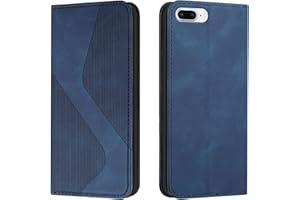 Mo-Somnus Kompatibel mit iPhone 8 Plus/7 Plus Hülle, Magnet PU Leder Flip Wallet Case Tasche Handyhülle, Klappbar iPhone 8 Plus/7 Plus (5,5 Zoll) Brieftasche Klapphülle mit [Kartenfächer] (Blau)
