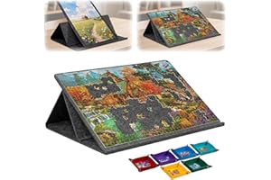 TWSOUL Planche à puzzle pliable, 1000 pièces, avec support et couverture, 2 en 1, avec 6 trieurs, rangement de table de puzzle, cadeau pour enfants et adultes, 32 x 22 pouces