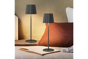 FUNTAPHANTA 2 Pack Rechargeable Cordless Table Lamp, 3000K Dimmable Battery Powered Lamp, IP54 Waterproof, Long Battery Life Bedside Lamp for Restaurant/Indoor/Outdoor (Black)