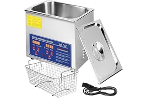VEVOR Nettoyeur à ultrasons Machine 10L Acier inoxydable Ultrasons Cleaner Minuterie de chauffage numérique Nettoyage de bijoux pour usage domestique personnel commercial (10L)