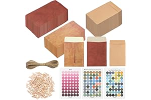 CNYMANY 100 stk Münzumschläge, Samensparender Umschlag Kleiner Umschlag aus Kraftpapier Stempelaufbewahrungspaket mit 10m Juteschnur + 100 Clips + 150 Siegelaufkleber für Garten Büro Schule