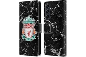 Head Case Designs Officially Licensed Liverpool Football Club Black Crest Marble Leather Book Wallet Case Cover Compatible With Samsung Galaxy A55 5G