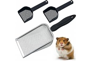 EPISKEY 3 Stück Edelstahl Katzenstreu Schaufel Hamster Siebschaufel Reptile Sandsieb Reptilien Zubehör Bartagame Zubehörfür für Leopardgecko Terrarien Hamster Sandbäder (3)