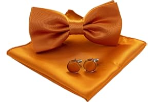 JEMYGINS Papillon Uomo Regolabile in Diversi Colori con Fazzoletto e Gemelli