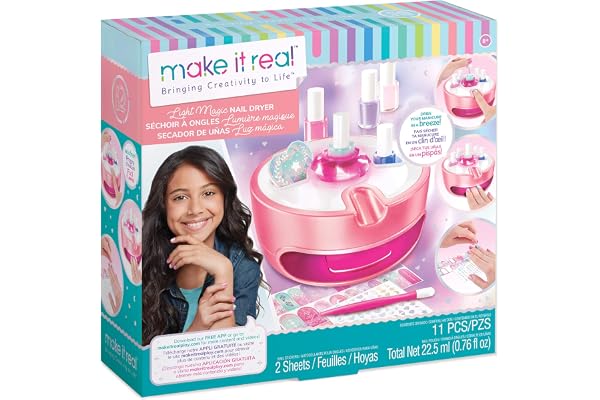 Make It Real Coffret de vernis à ongles non-toxiques avec séchoir magique pour enfants ! - Jouets et jeux manuels pour filles - Âges 8+