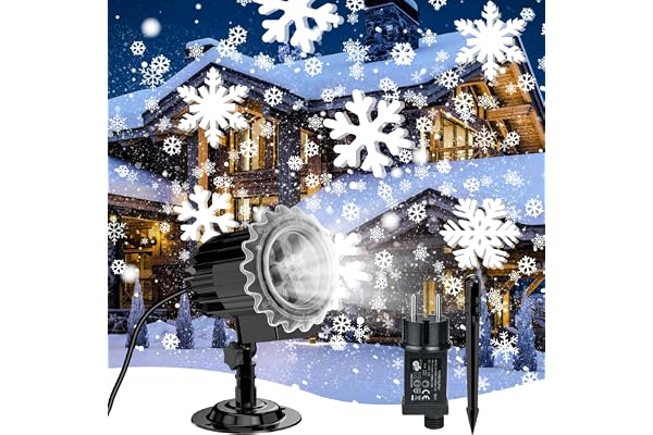 YAZEKY Projecteur Noel Exterieur, Led Projecteur de 3D Flocon de Neige de Noël Étanche IP65, Lumières de Led Effet Chute de Neige Décoration pour Noël, Intérieur, Extérieur, Fête, Mariage