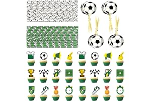 POPOYU 50 st fotbollspapper sugrör drickande, 24 st fotbolls tandpetare, 24 st fotboll cupcake toppers, VM 2026 cocktailsugrö