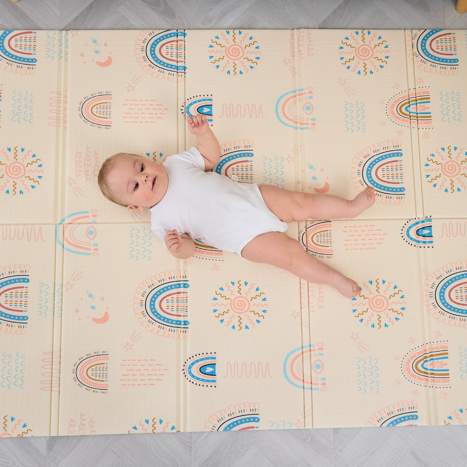 Reversible and Non-Toxic Thick Foldable Waterproof Foam Baby Play Mat 180x160x1cm. Floor Mat for Kids Toddlers Children. for Boy or Girl Child's Room. Extra Large Size SUPERBE BEBE ®