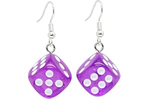Bluebubble LUCKY DICE Neon Dangle Earrings on Gift Card