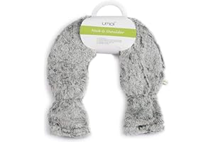 ‎UMOI Premium Wärmflasche aus PVC für Schulter und Nacken mit hochwertigem MINK Fleece Bezug mit extra Innenfutter und Klettverschluss, zertifiziert nach BS1970:2012, neues Modell (Grau)