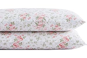 Laura Ashley Home - Set di federe standard, biancheria da letto in rasatello di cotone, liscio e resistente alle pieghe (corallo ciliano, 2 pezzi)