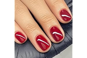 GLAMERMAID 24Pcs Press-on-Nägel Extra Kurz Squoval Frühling Sommer Red Gel-Kleber-Nägel 24Pcs Glänzend Rund Wiederverwendbar UV-Finish Fake Nails Acryl Falschnägel Maniküre-Sets für Frauen
