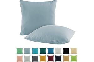 SHC TEXTILIEN SHC by BaSaTex zestaw 2 poszewek na poduszki z dżerseju, poszewka na poduszkę ze 100% bawełny, 40 x 40 cm, kolor przydymiony błękit jasnoniebieski